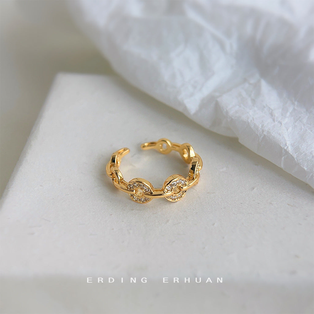 Women's Fortunes Micro Inlaid Zircon Open Adjustable Index Ring