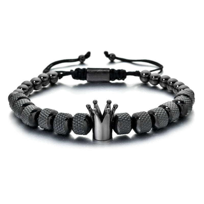 Men's Retro Easy Matching Copper Crown String Beads Pineapple Bracelets