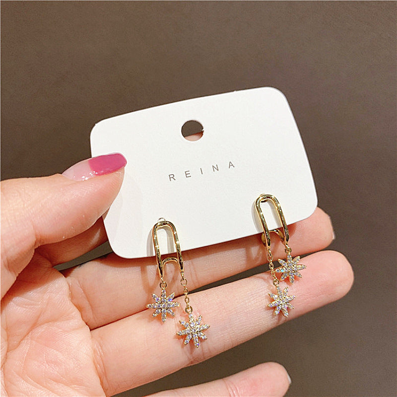 Tassel High-grade Sier Needle Metal Light Luxury Pearl Earrings