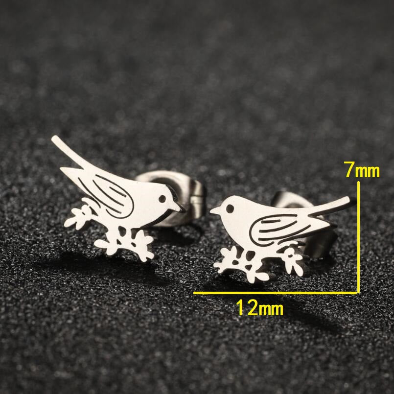Accessories Stainless Steel Bear Elk Snake Bird Earrings