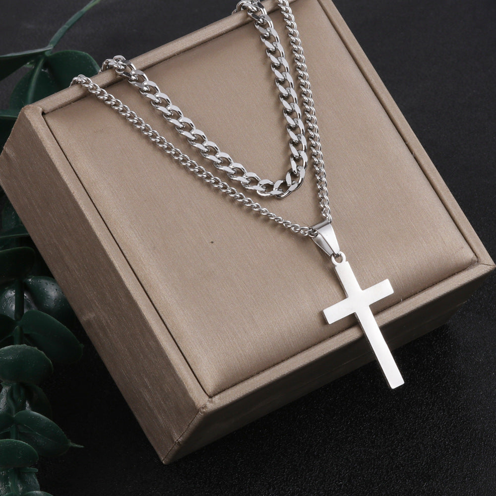 Men's Steel Cross Shelf Cuban Hemp Flowers Necklaces