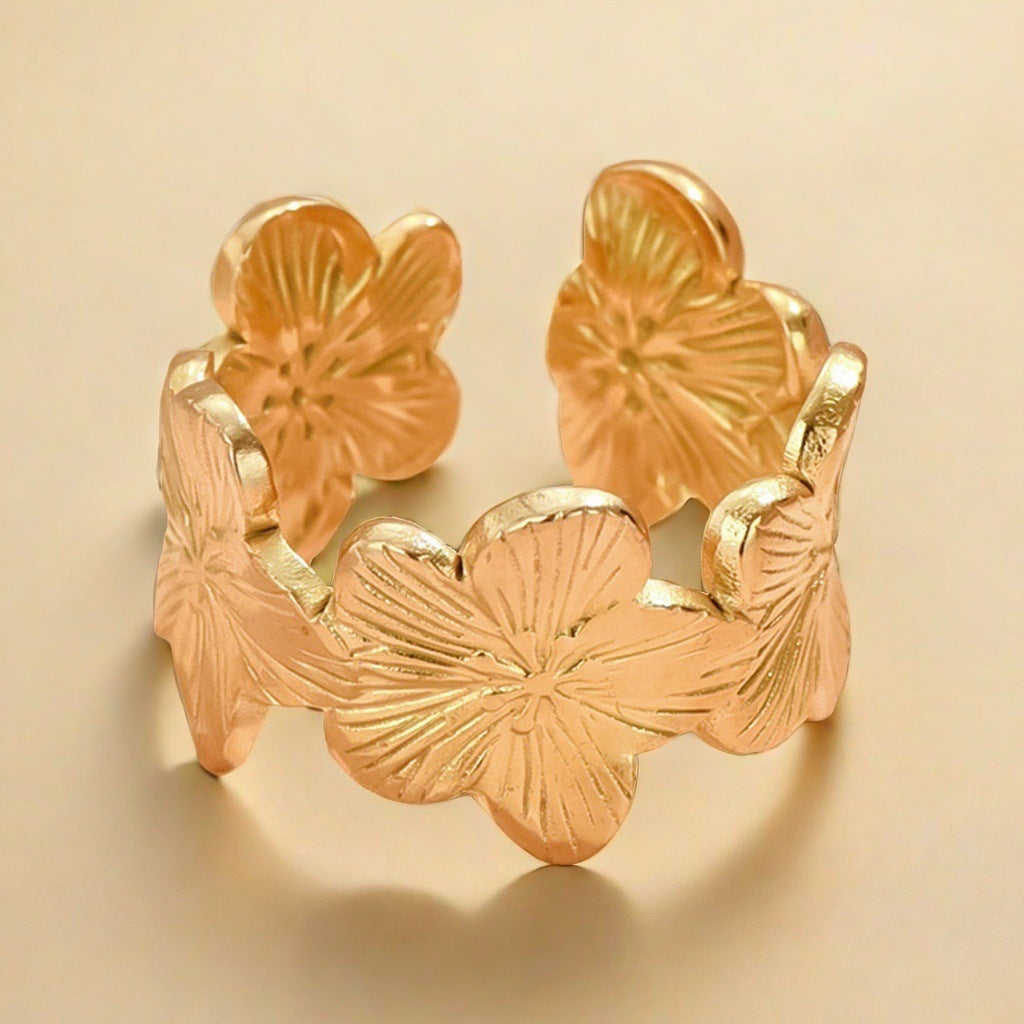 Women's Open Adjustable Gold-plated Popular Stainless Steel Rings