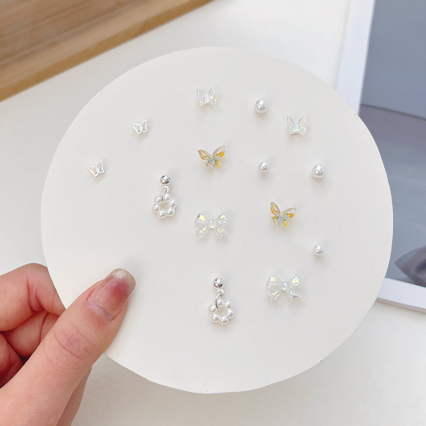 Pair Pack Sier Suit Cute Sweet Earrings