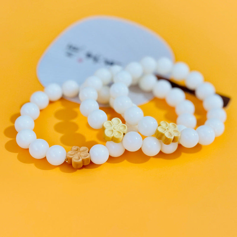 Jade Bodhi Root Beads Lotus Weathering Bracelets