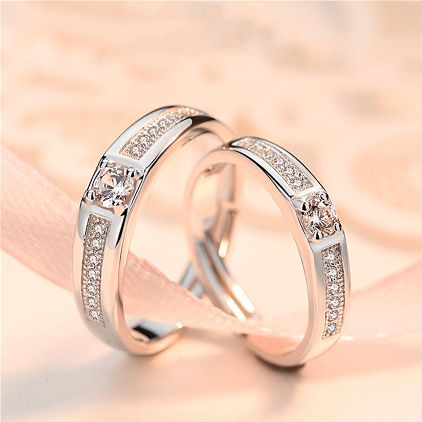 Women's & Men's Couple Pair Of Imitation Diamond Simple Rings