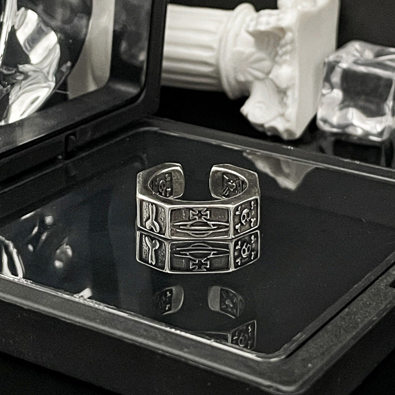 Saturn Retro Antique Finishing Opening Female Rings