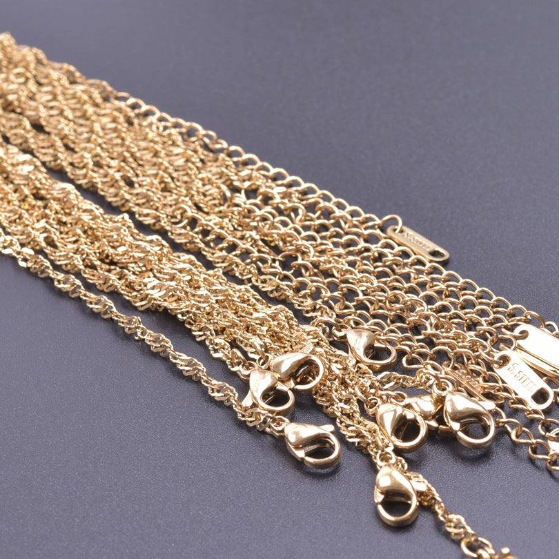 Wave Chain Golden Clavicle Stainless Steel Necklaces