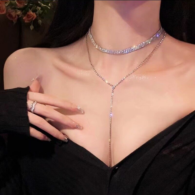 Women's Claw Chain Full Diamond Twin Clavicle Necklaces
