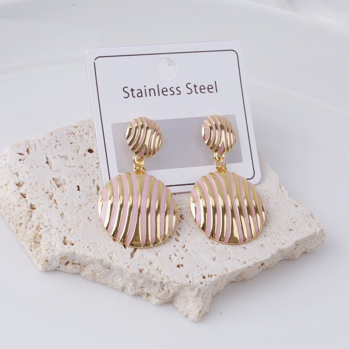 Women's Stainless Steel White Imitation Pearl Drip Glazed Flower High-grade Earrings