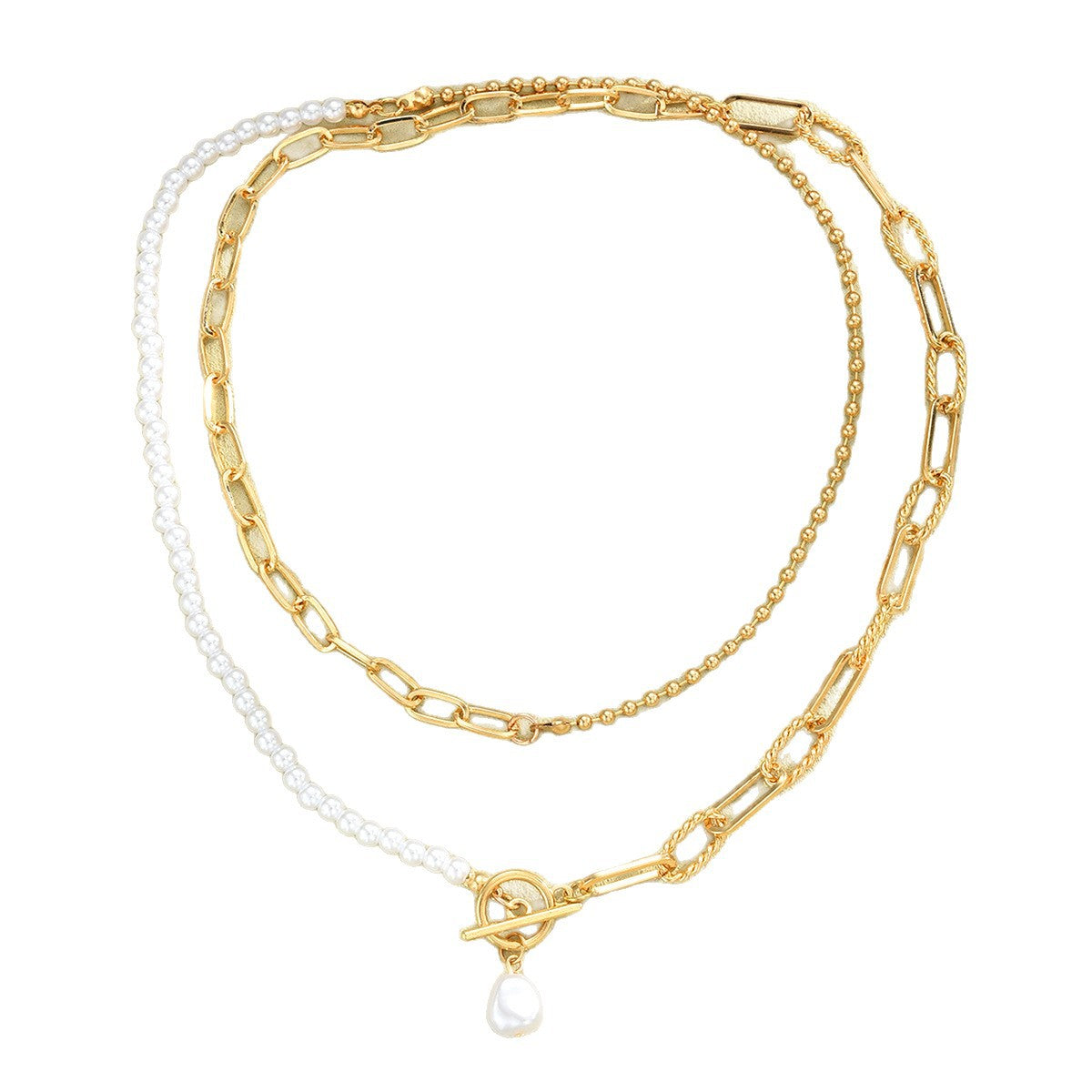 Stitching Simple Female Creative Elegant Round Beads Chain Necklace