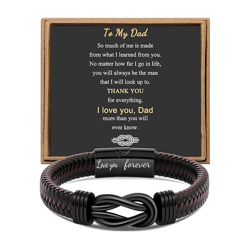 Trendy Leather Stainless Steel Twist Hand-woven Bracelets