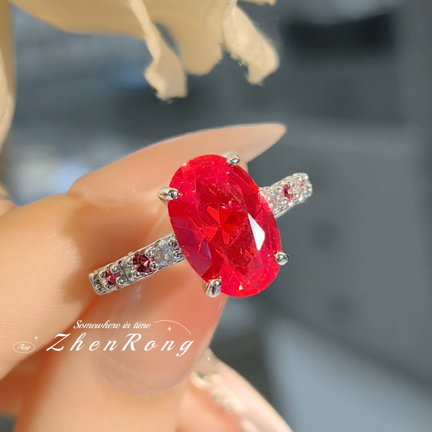 Women's Royal Sapphire High Carbon Diamond Red Corundum Rings