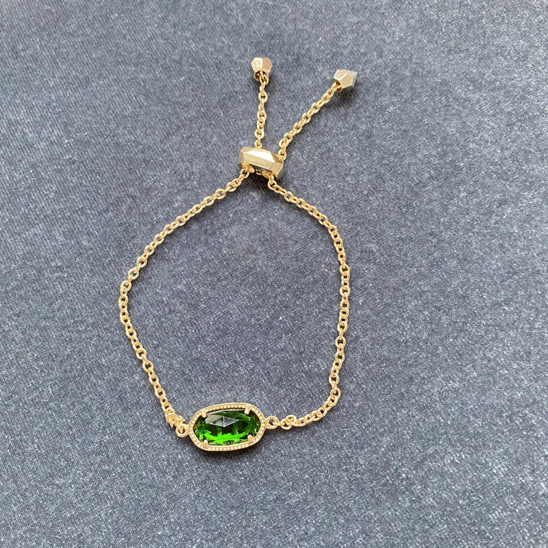 Gold Ornament Stone Geometric Cut Chain Bracelets