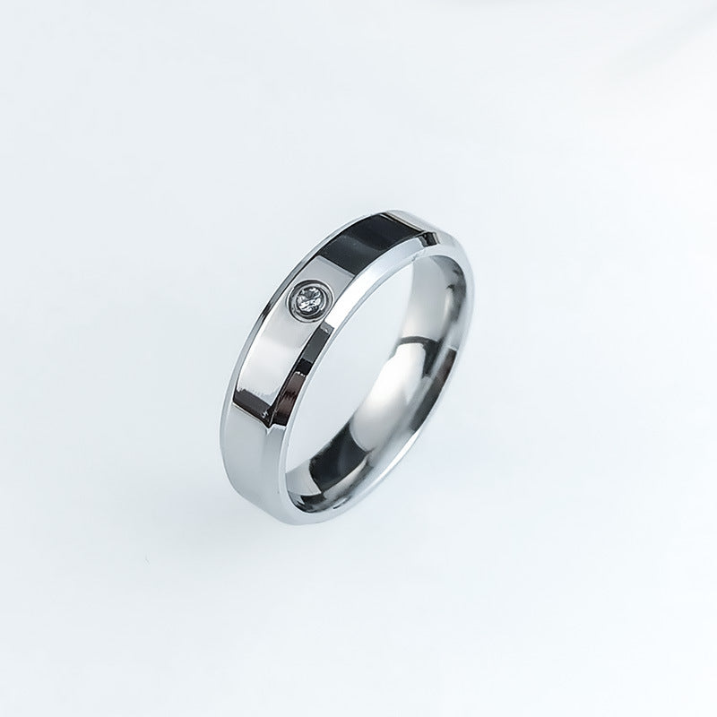Style Fashionable Simple Diamond Titanium Steel Carved Rings