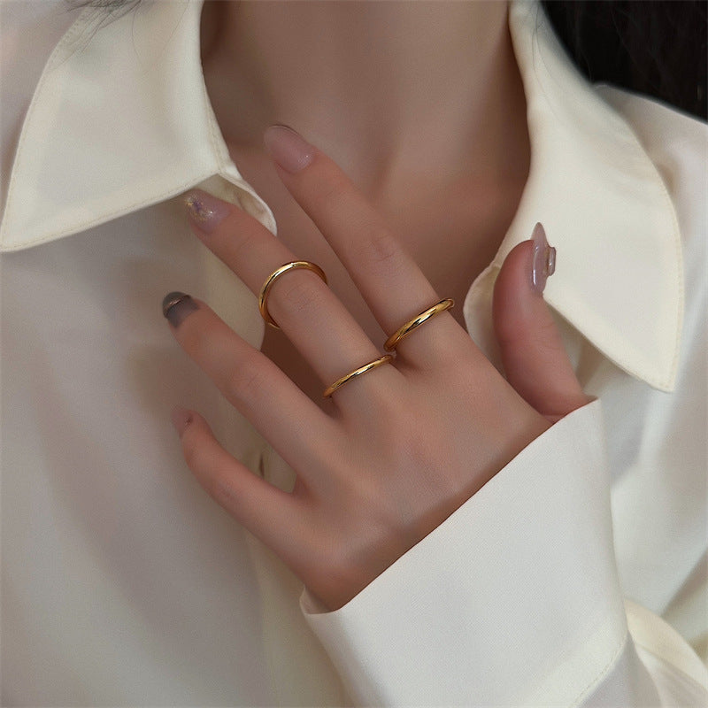 Single Circle Twin Neutral Simple Female Fashionable Rings