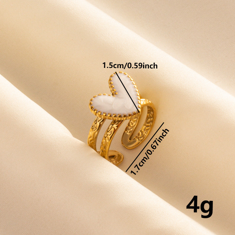 Women's Stainless Steel Fashion Love Oil Dripping Open Cold Rings