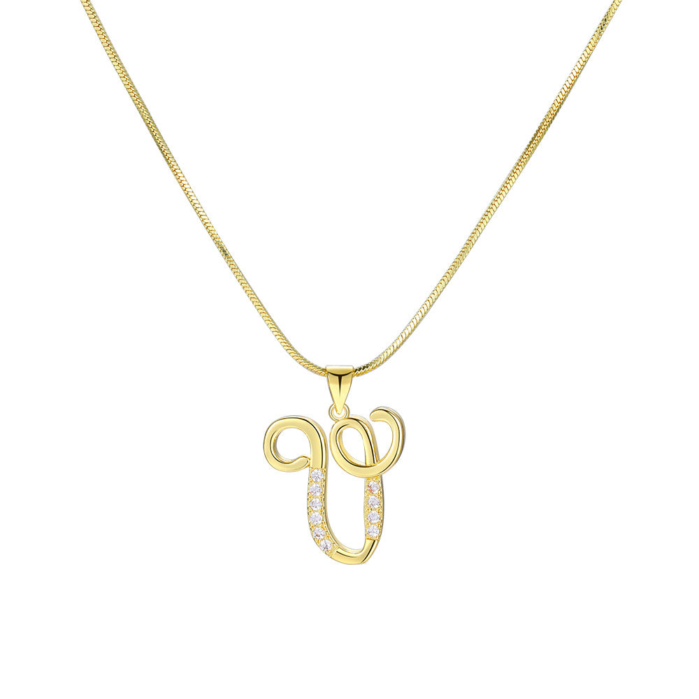 Simple Copper Inlaid Zircon Snake Chain Necklaces