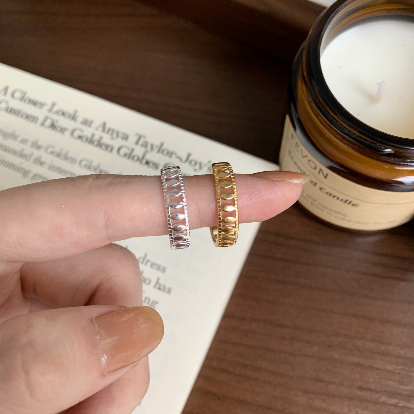 Fan Korean Jewelry Sterling Sier Olive Hollow Simple Rings