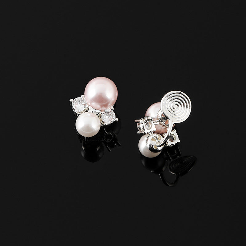 Gentle Pink Pearl Mosquito Coil Ear Earrings