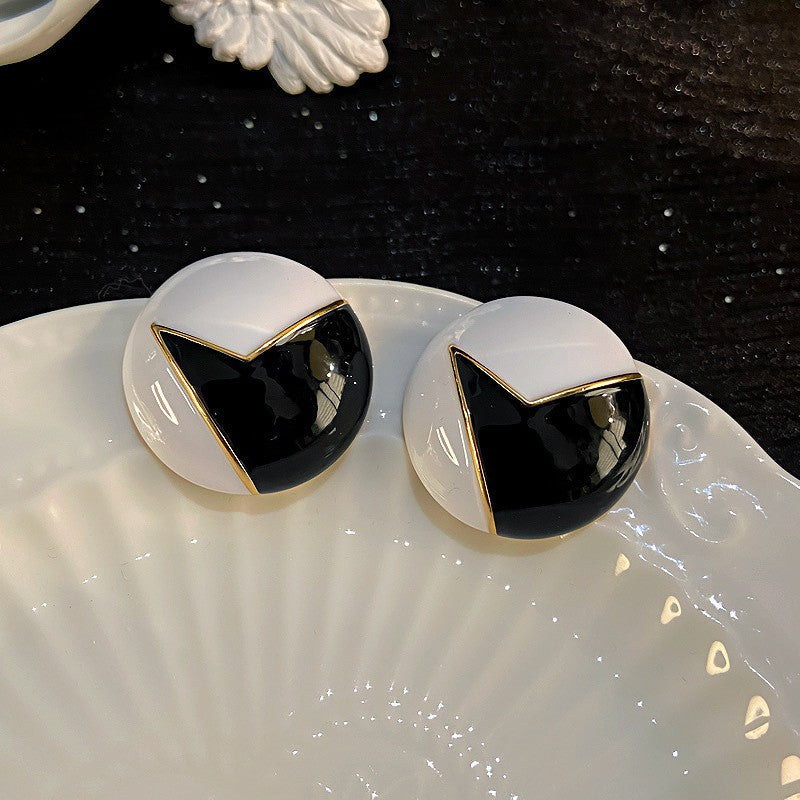 Oil Oval Geometric French Retro Special Earrings