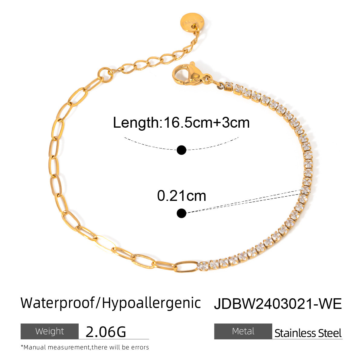 Stainless Steel White Stitching Claw Chain Bracelets