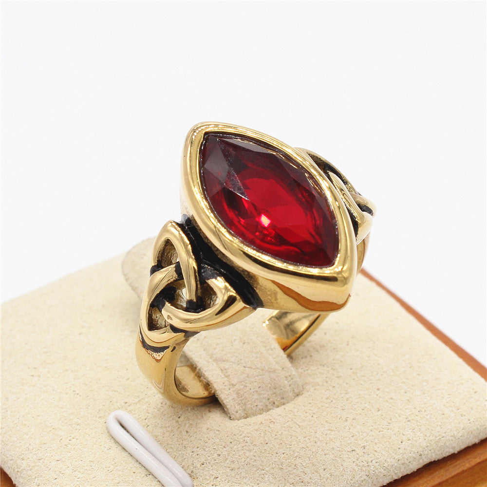 Nordic Viking Celtic Gemstone Titanium Steel Rings