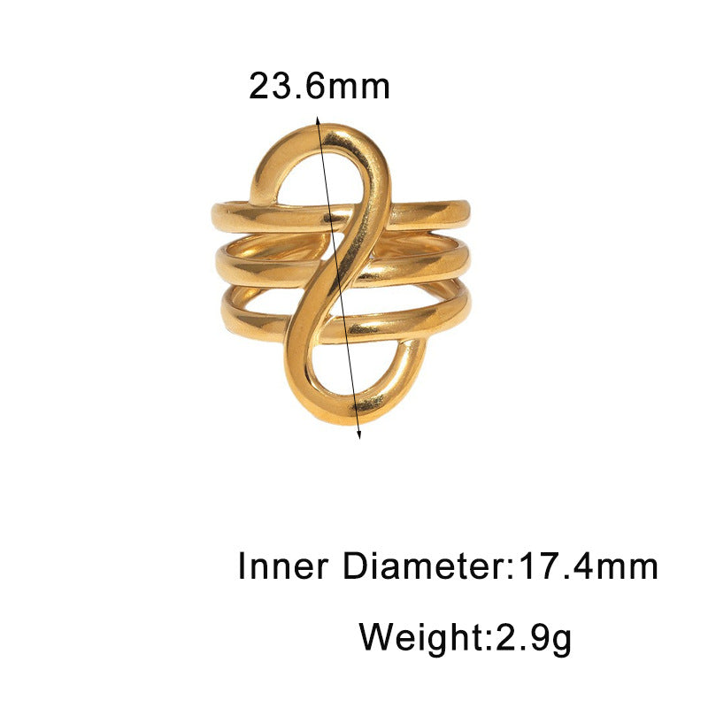 Minimalism Personality Design Stainless Steel Geometric Gold-plated High-grade Open Titanium Ring