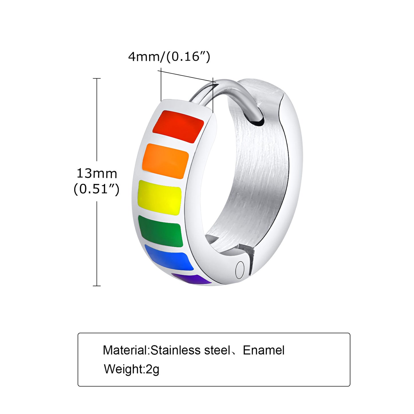 Stainless Steel Rainbow Eardrop Ear Clip Earrings