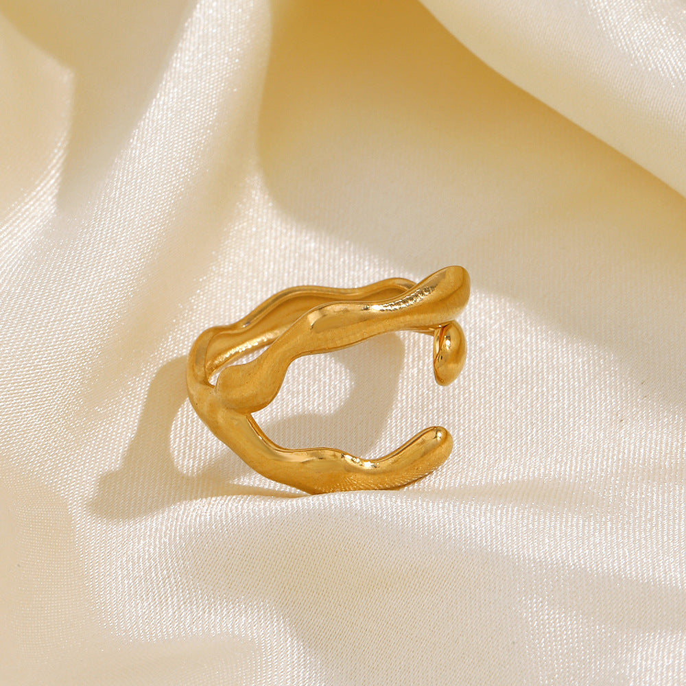 Popular Stainless Steel Shaped Open Gold Plated Rings