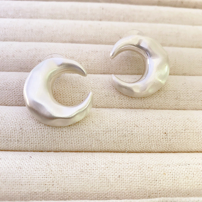 Brushed Crescent Shape Exaggerated Cold Style Earrings