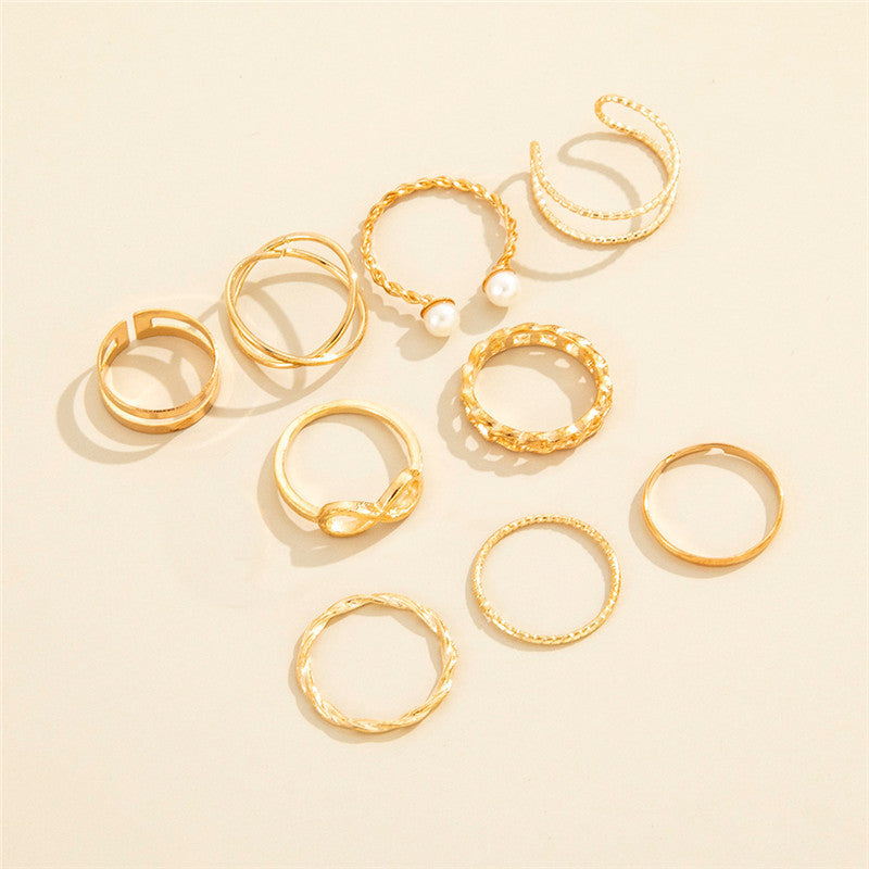 Punk Gold Wide Chain Suit Pcs Set Fashion Rings