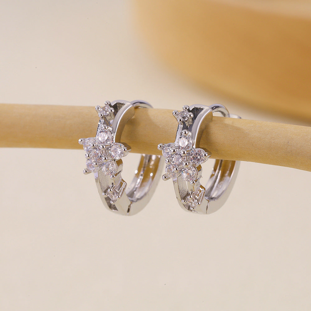 Women's Selection Fashionable Multi Zircon Inlaid Zirconium Earrings