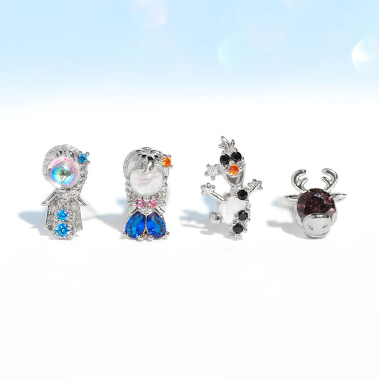 Frozen Little Princess Fashion Colorful Zircon Earrings