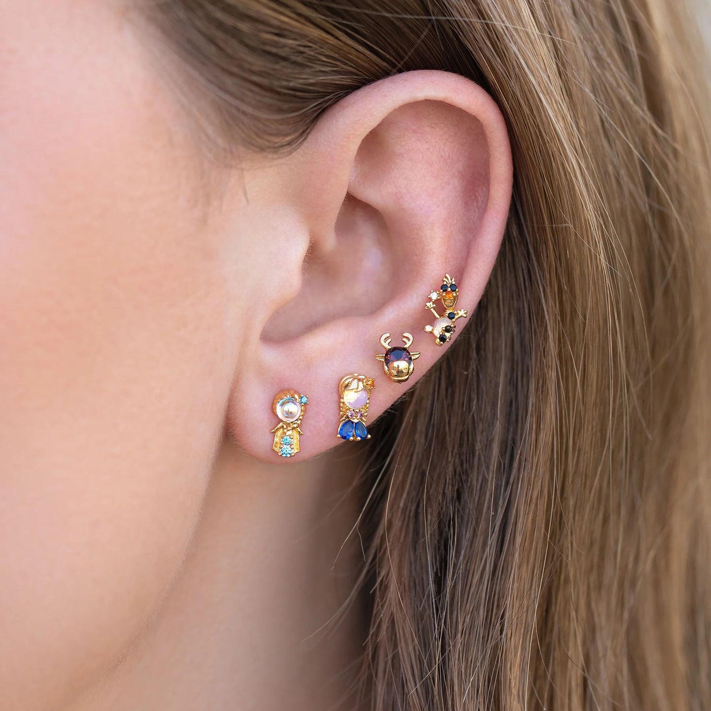 Frozen Little Princess Fashion Colorful Zircon Earrings