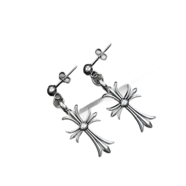 Women's Sier Needle Sweet Cool Cross Niche Personalized Cold Style Ear Rings