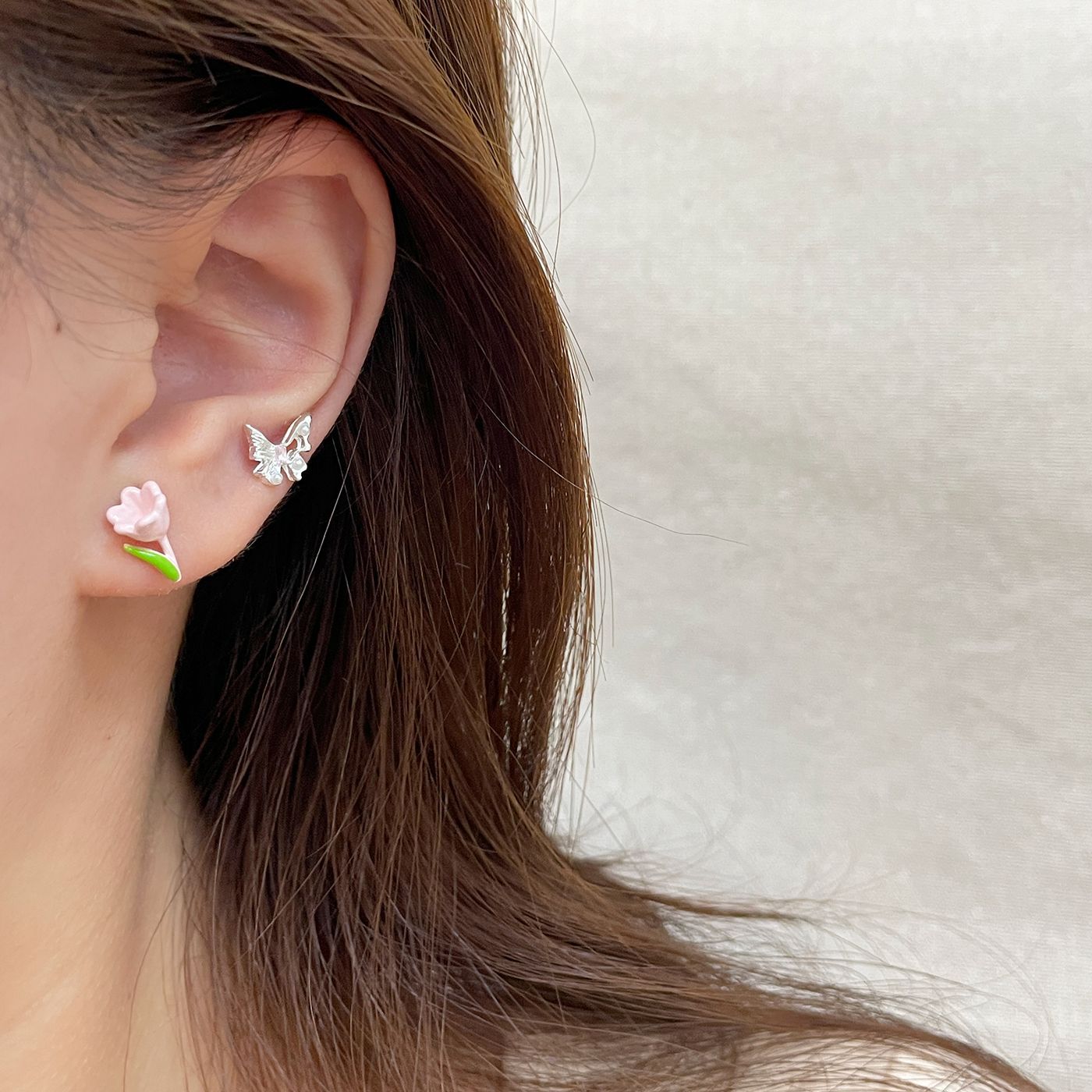 Simple Cute Week Suit Heart Sier Needle Small Earrings
