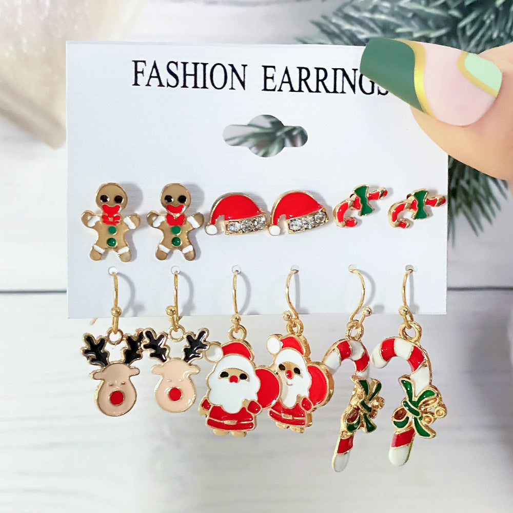 Women's Series Snowflake Bell Combination Suit Cartoon Dripping Earrings