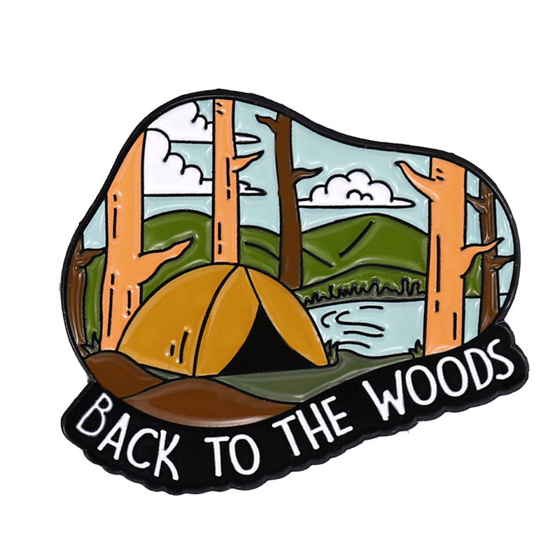 Alloy Brooch Signpost Mountains Lakes Metal Brooches