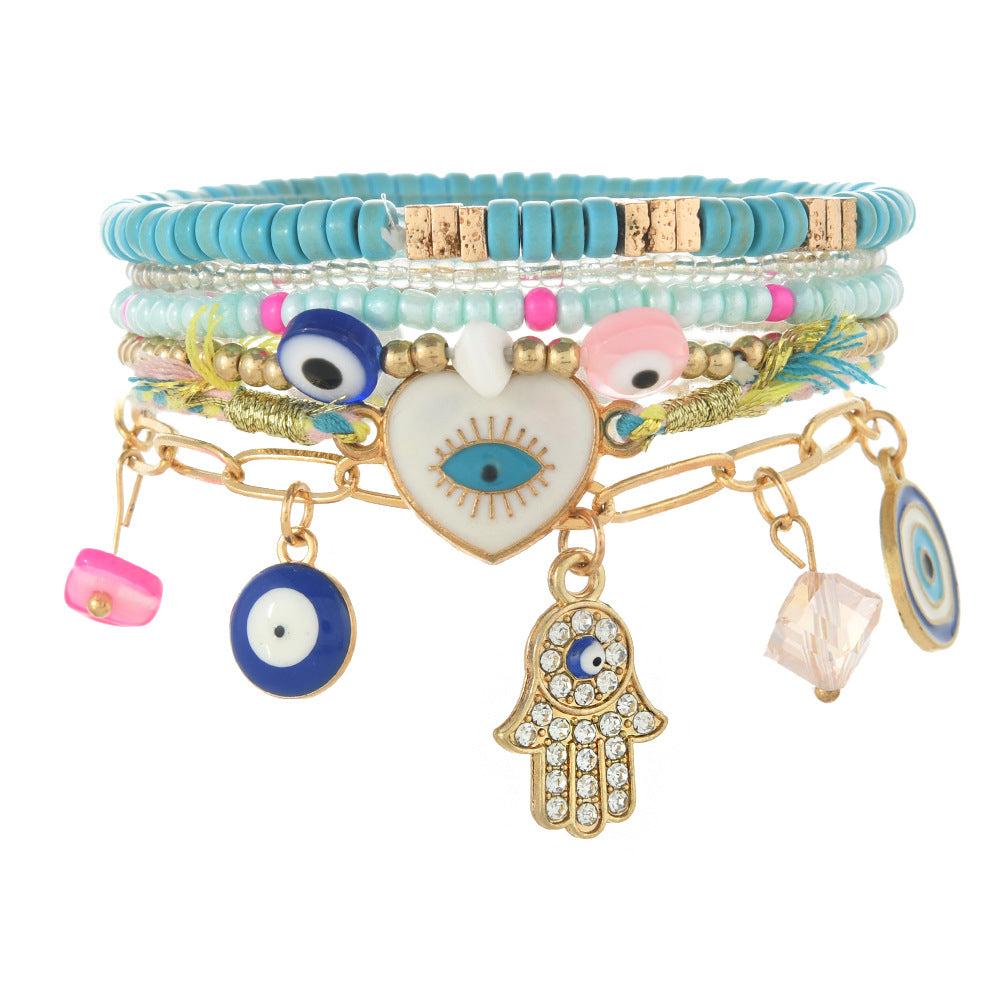 Turquoise Beads Devil's Eye Hand-woven Batch Bracelets