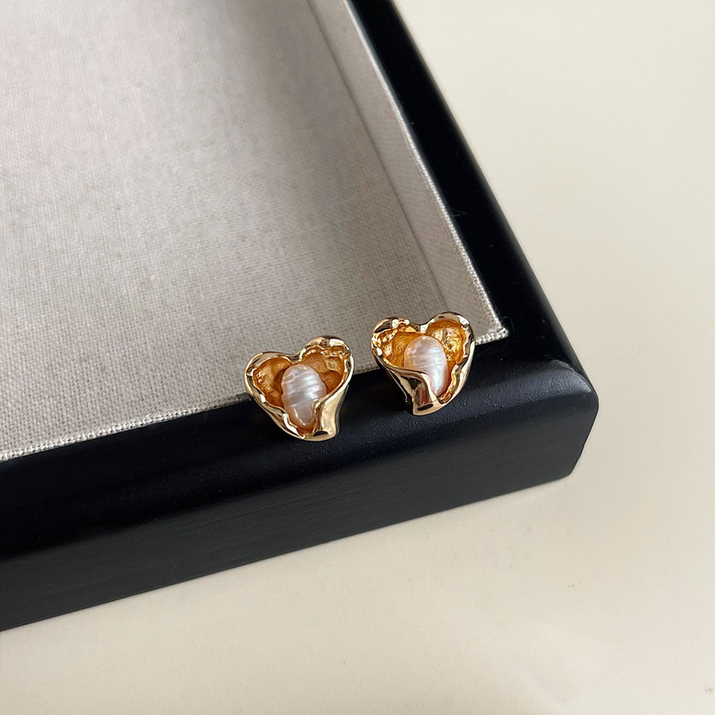 Geometric Ear Personality Simple Natural Pearl Earrings