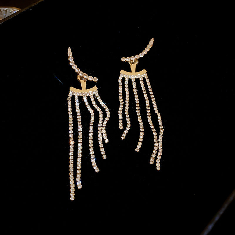 Needle Fully Jeweled Loving Heart Bow Earrings