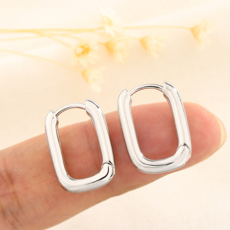 Women's Style U-shaped Oval Simple Geometric Design Earrings