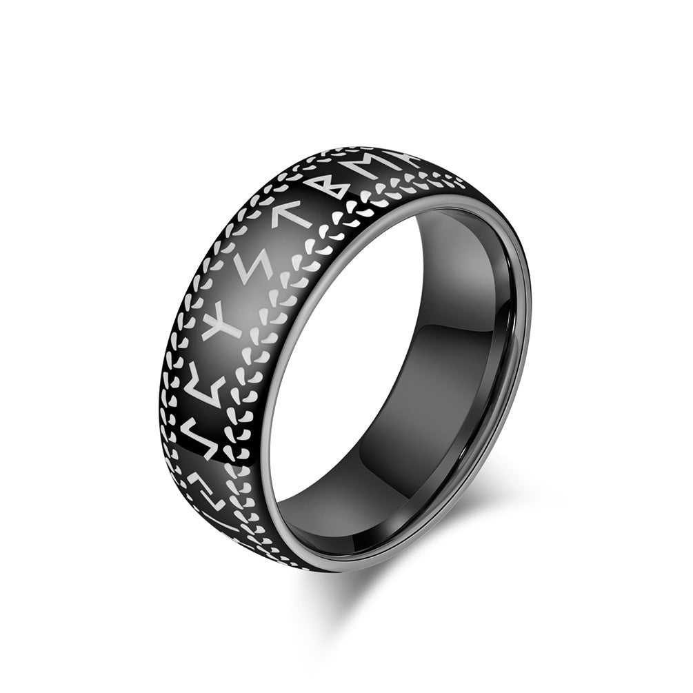 Simple Viking Letter Tungsten Force Laboratories Text Fashion Personality Rings