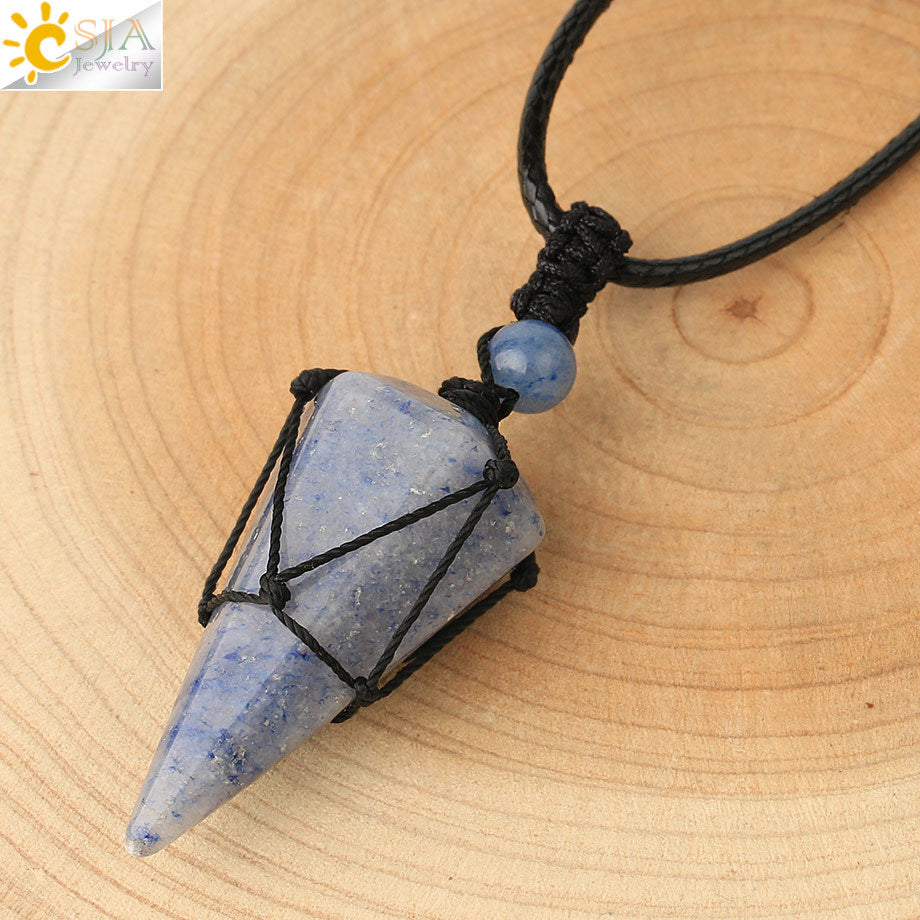 Women's Ornament Hand-woven Hexagonal Prism Stone Accessories Necklaces