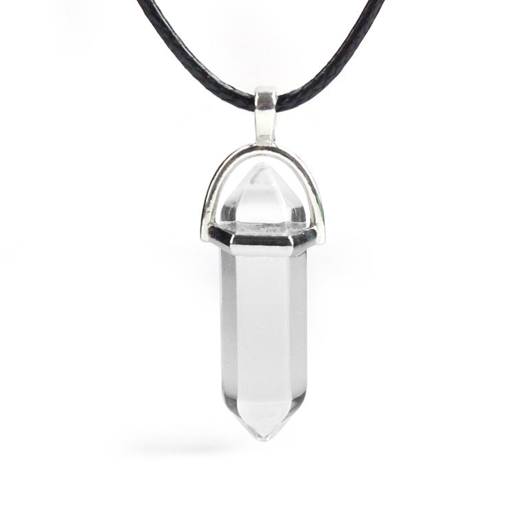 Natural Stone Hexagon Prism Fashion Crystal Necklaces