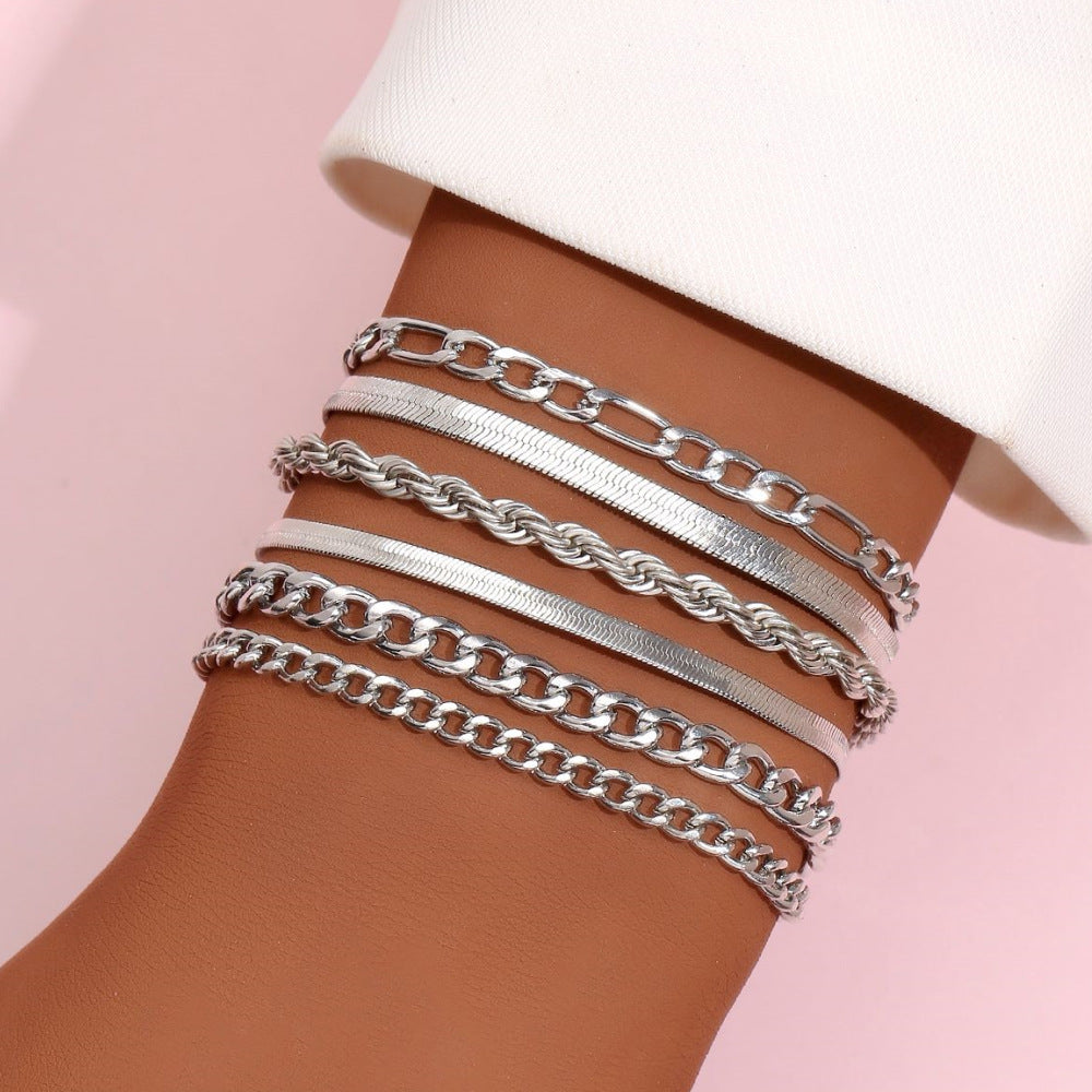 Hip Hop Style Glossy Knotted Metal Bracelets