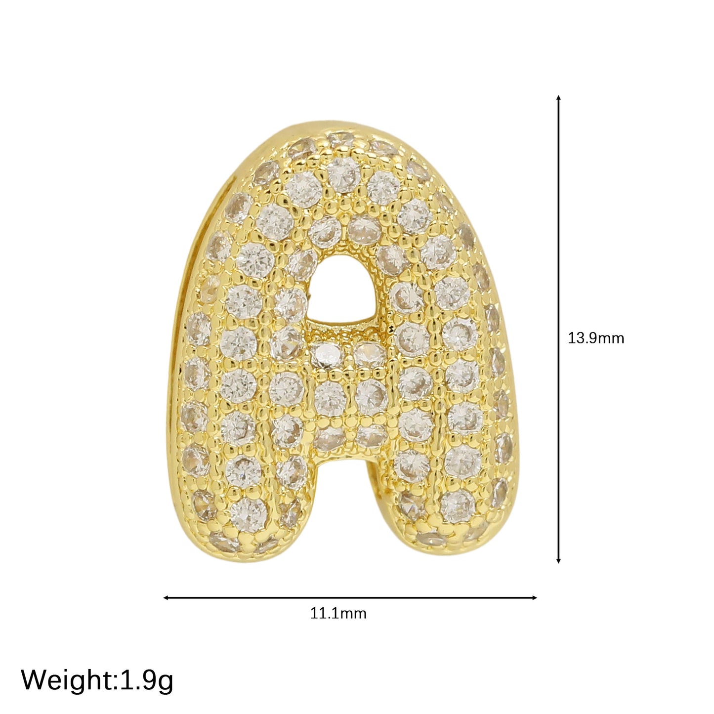 Golden Chubby Balloon Bubble Zircon Letter Bracelets