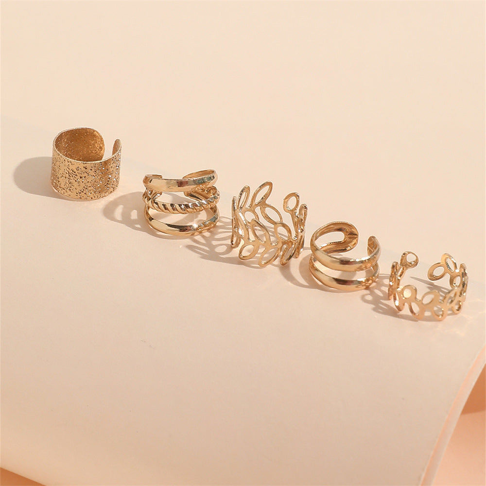 Bone Clip Set Personalized Golden Leaves Earrings