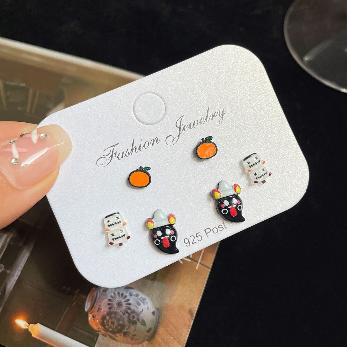 Halloween Monster Earings Set Sier Needle Earrings