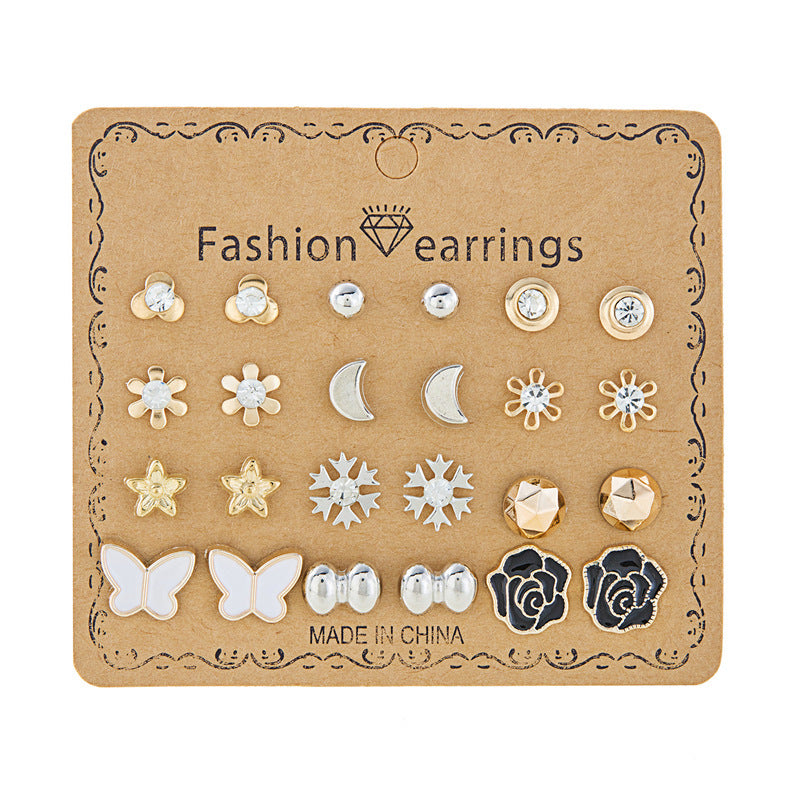 Suit Geometric Pairs Storage Ear Multicolor Earrings